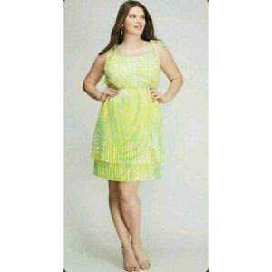 Lane Bryant Chiffon Shoulder Tie Pleated Layered Dress Women Plus Size 26/28